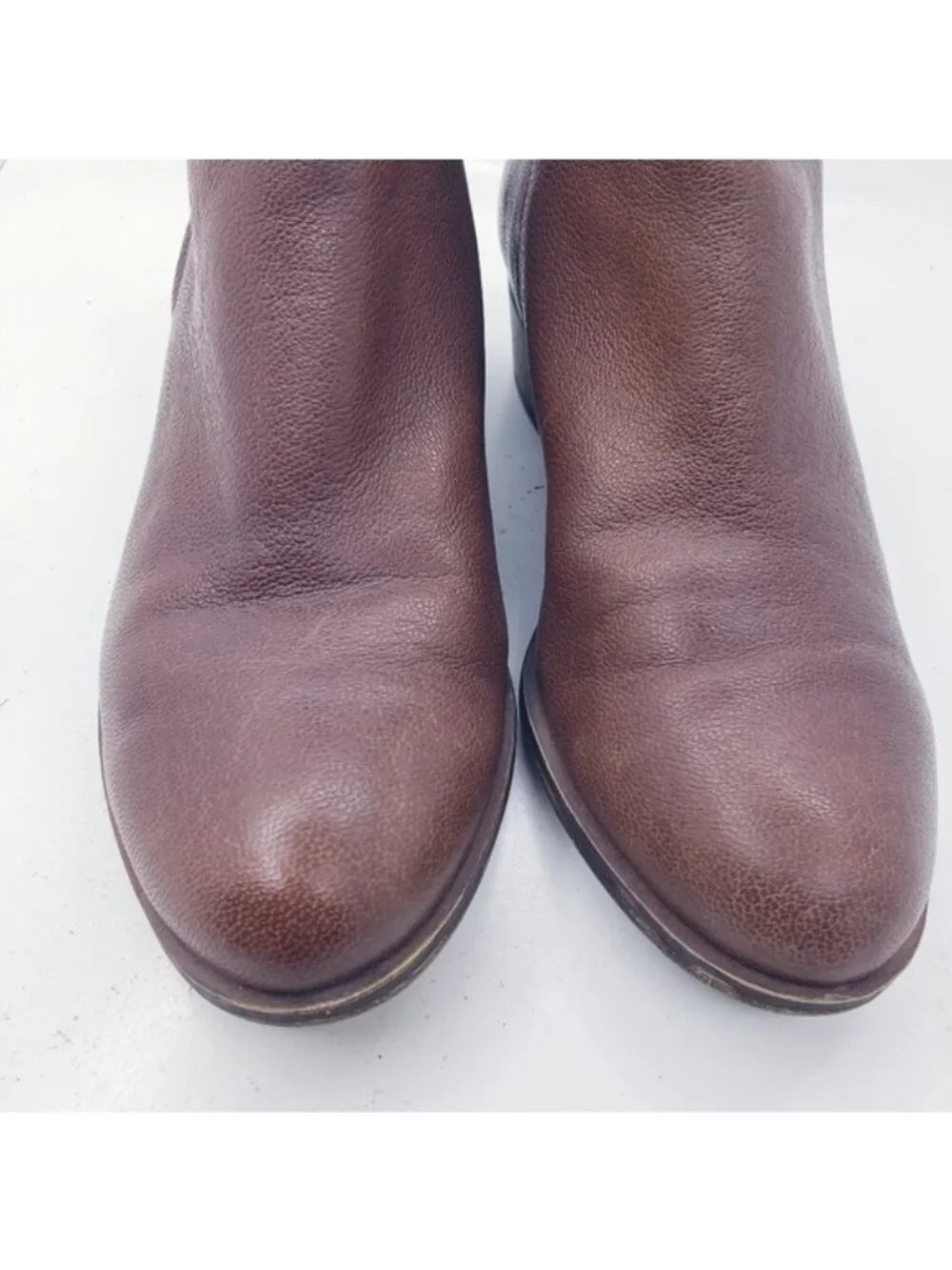 Lucky Brand Barough Brown Leather Stacked Heel Ankle Boots Booties Womens Size 6